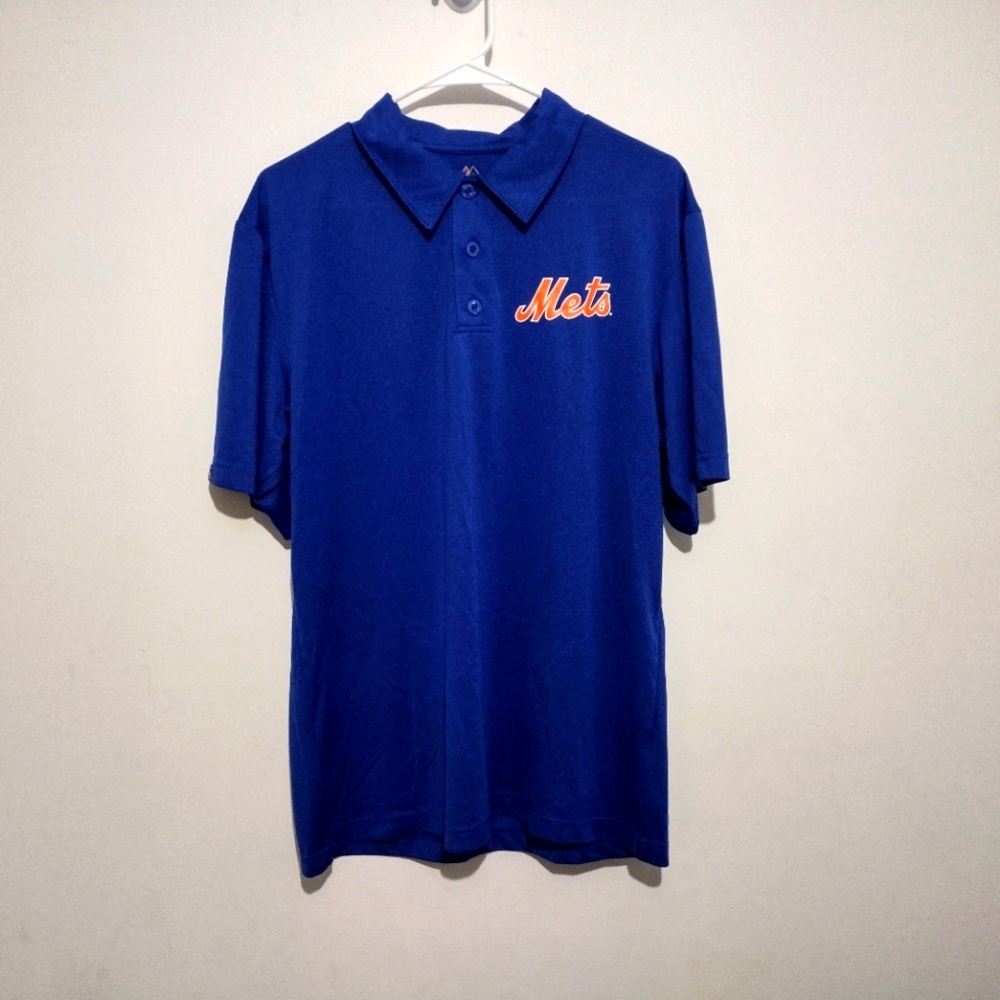 NY Mets Baseball Polo Shirt Men M by Majestic